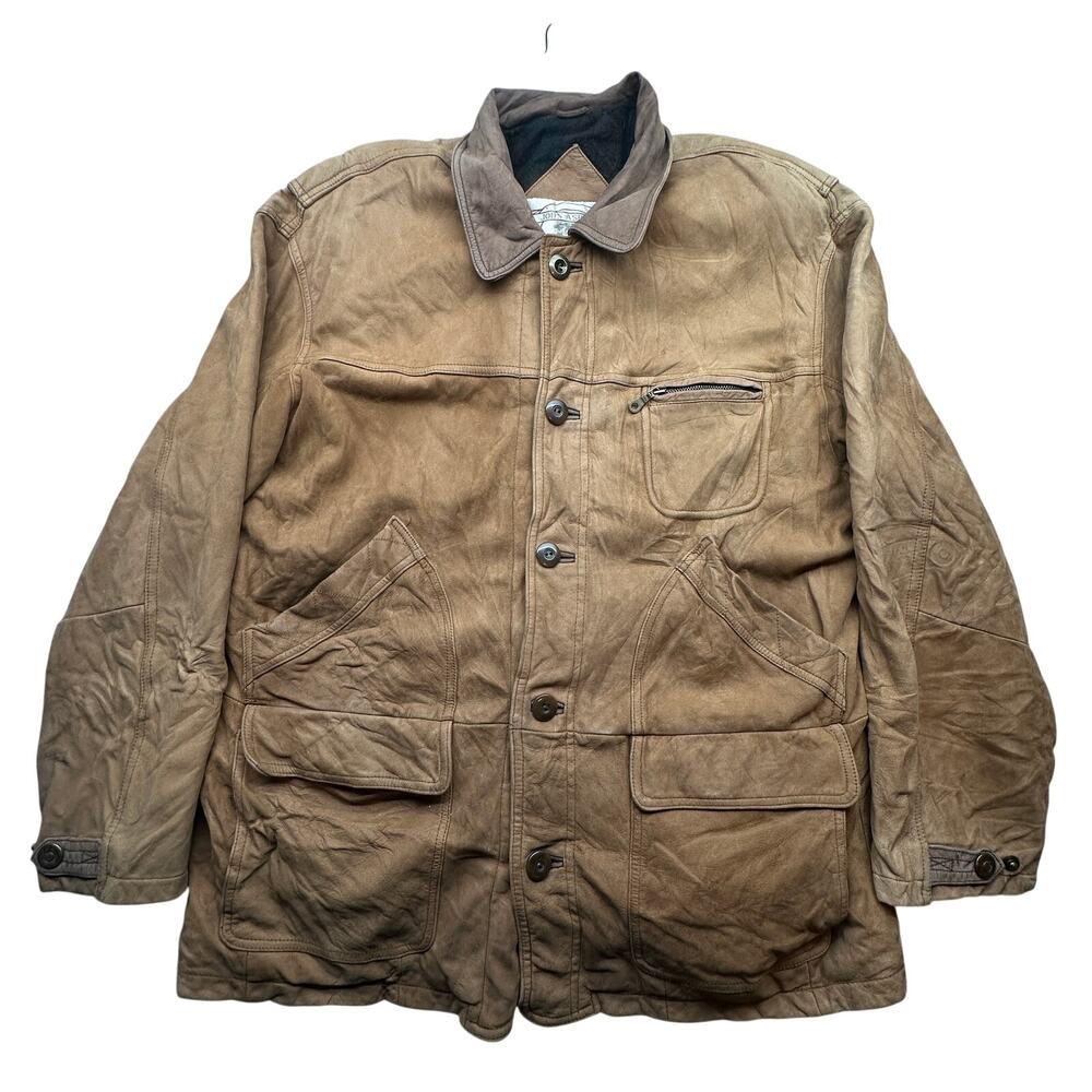 Vintage John Ashford Suede Leather Barn Chore Work Coat Flannel Lined Mens Large